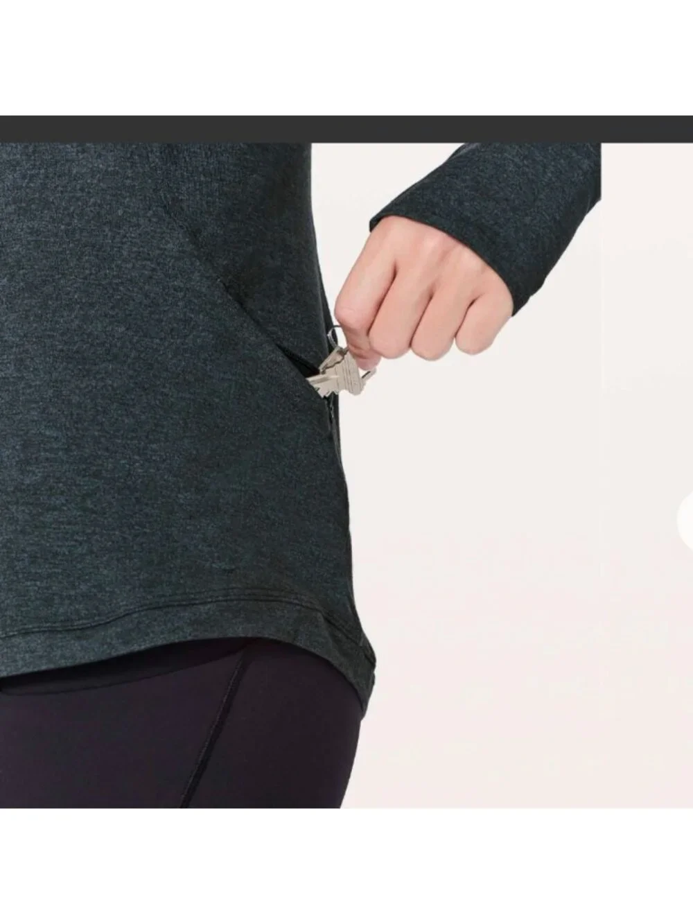 Lululemon Extra Mile 1/2 Zip Heathered Nocturnal Teal / Black